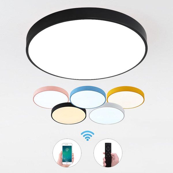 

ceiling lights modern macaron round iron led light creative multicolor surface mount lamp for living room bedroom kitchen el