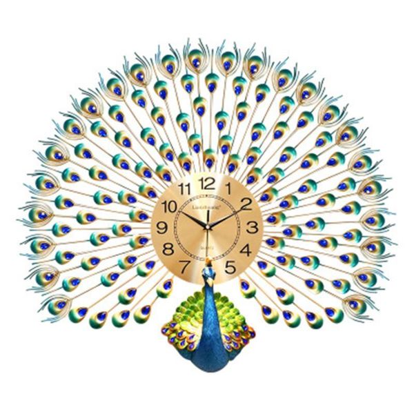 

wall clocks peacock 3d modern clock decor metal big large decorative luxury living room farmhouse wallclock home design c7t9