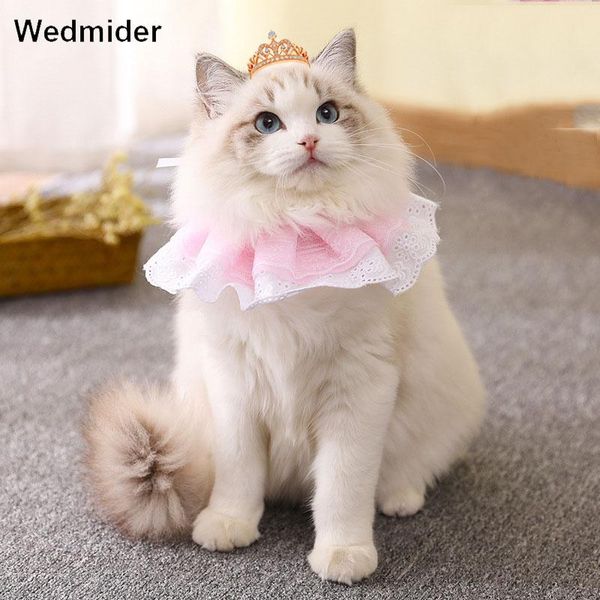 

cat collars pet necklace scarf dog flower bib lace with bells adjustable fashion princess style wedding accessories & leads