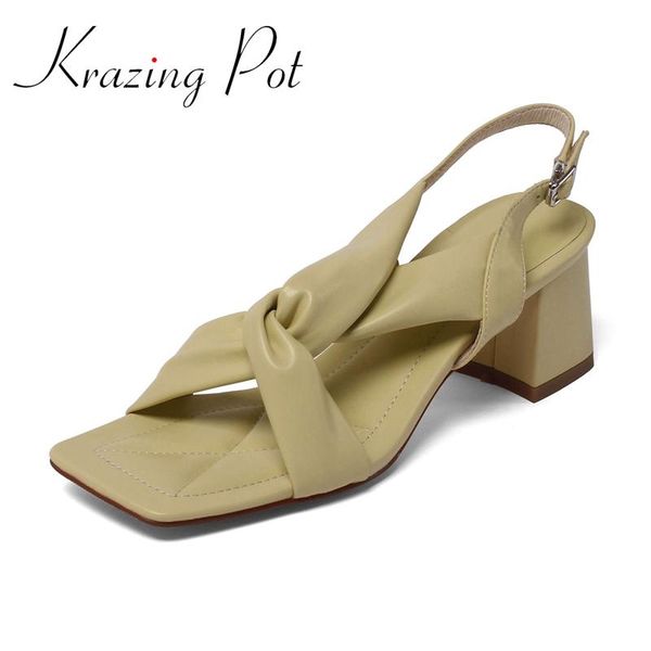 

krazing pot summer open toe high heels street fashion young lady solid vintage dating dress buckle straps women sandals l28 shoes, Black