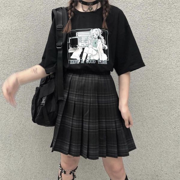 

harajuku jk school style cute men t shirt casual cotton summer loose e girls y2k mujer punk chic vintage and, White;black