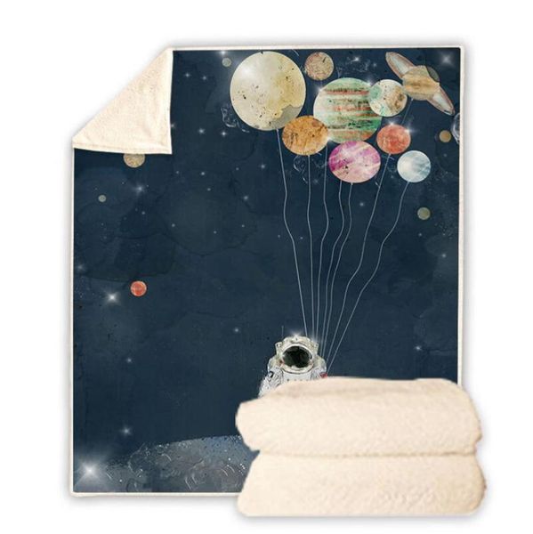 

blankets starry sky galaxy funny character blanket 3d print sherpa on bed home textiles dreamlike style 09