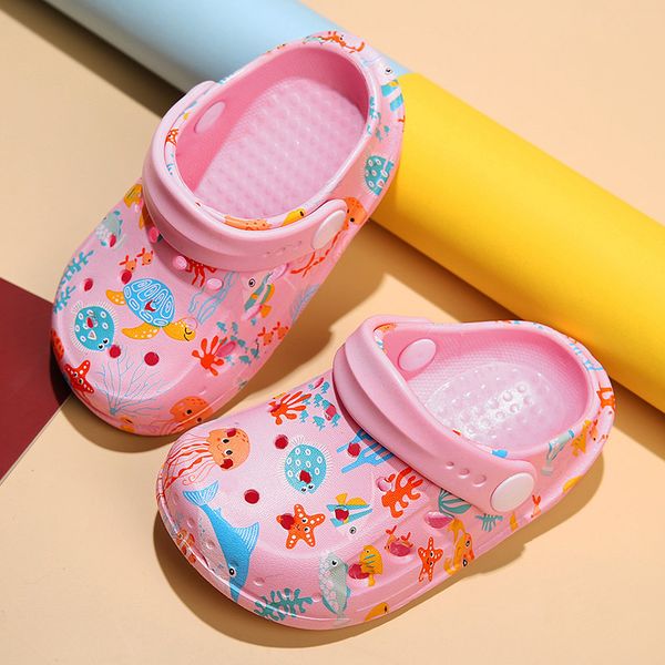 

2021 summer girls&boys croce sneaker breathable non-slip sandbeach sandals kids shoes for sandbox light soft children's slippers, Black;red