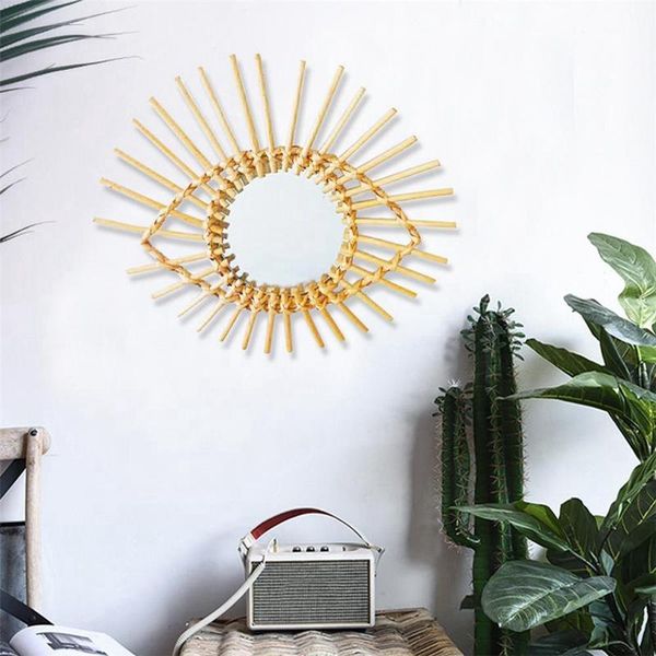 

mirrors rattan mirror creative art decoration round wall hanging eye shape frame for livingroom bathroom