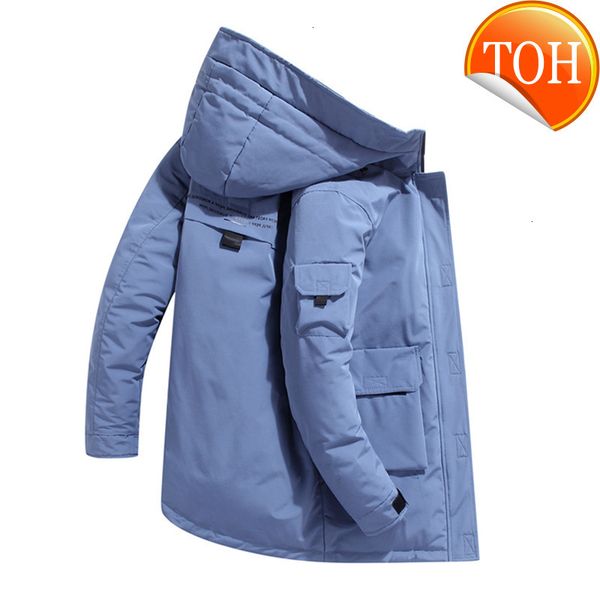 

down jacket mens fashion workwear new style young puffer thicken outdoor warm winter white duck coats men's clothing, Black