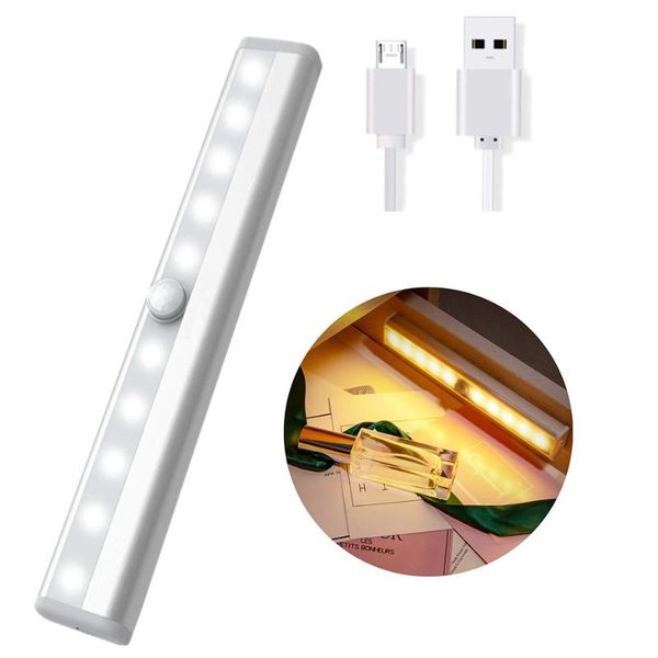 

leds under cabinet light wireless motion sensor usb rechargeable / battery powered night work lamp with magnetic stick