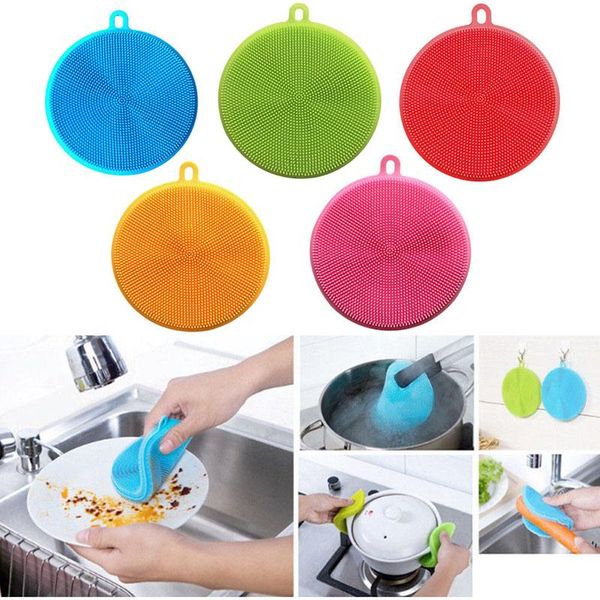 

mats & pads silicone wash dish brush multipurpose antibacterial cleaning kitchen tool scrubber table decoration accessorie