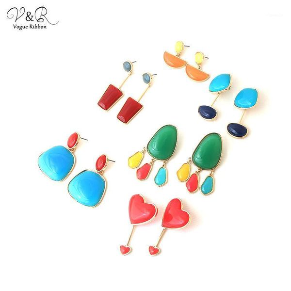 

earrings & necklace est mixed colorful bright resin drop dangle tassel earring acrylic gold fashion jewelry women, Silver