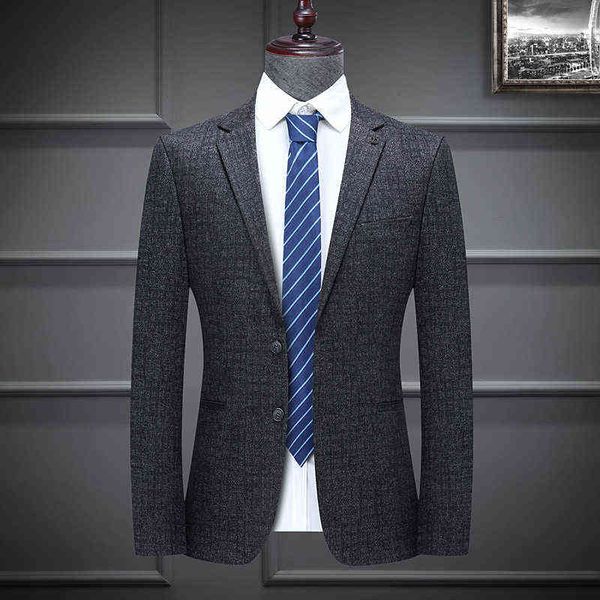

luxury men's suits blazers autumn and winter middle-aged coat dad's busins casual thickened single men's suit, White;black