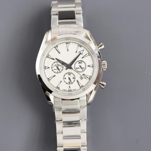 

wristwatches men's 41mm six-hand watch automatic mechanical mineral tempered glass stainless steel waterproof, Slivery;brown