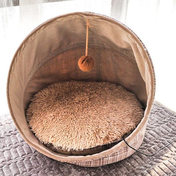

super soft dog bed long plush pet kennel round sleeping bag lounger cat house winter warm sofa basket for kennels & pens