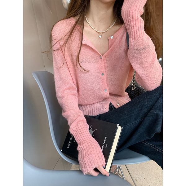 

women's sweaters cardigan de temperamento com manga longa 4 cores malha coreano solto em torno do pescoço fino estilo feminino ar bgnv, White;black