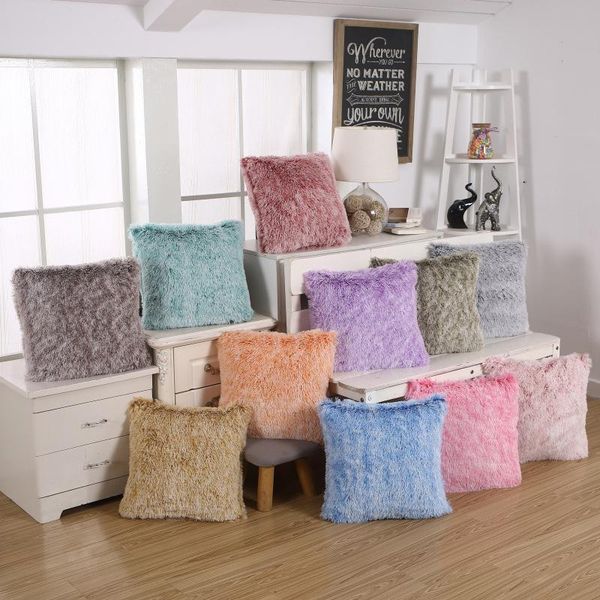 

cushion/decorative pillow 1pcs 43*43cm plush solid color living room throw pillowcove cushion cover car home sofa bed decorative pillowcase