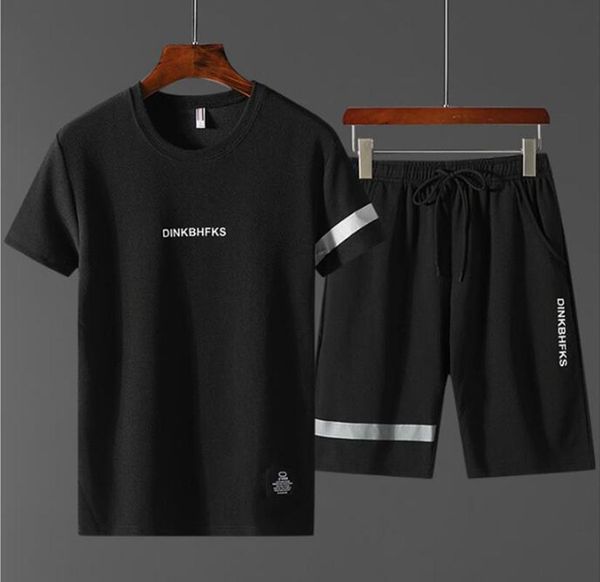 

men's tracksuits sweat suits men set mens sets 2 pieces shorts fashion suit short sleeve t shirt male sportswear summer, Gray