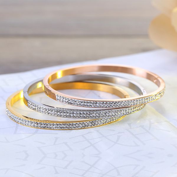 

famous brands jewelry for women wedding party crystal stainless steel bangles gift for christmas 190 u2, Black