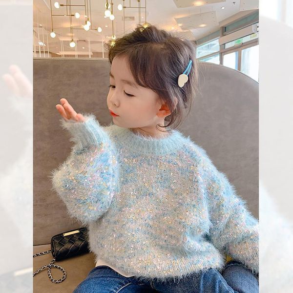 

pullover children clothing fashion autumn winter solid color o-neck korean casual long sleeves sweaters w140, Blue