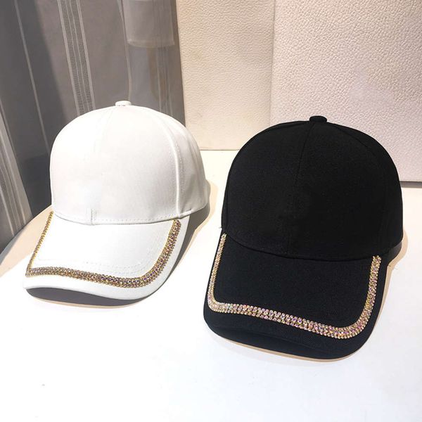 

fashion casual d standard inlaid baseball cap with diamond summer sun visor black white yellow adjustable ladies, Blue;gray