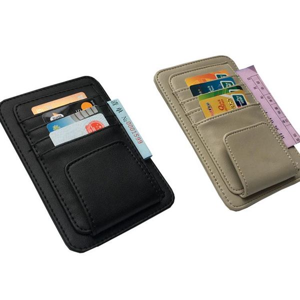 

car organizer car-styling leather card ticket clip holder for roof glasses visor storage interior accessories