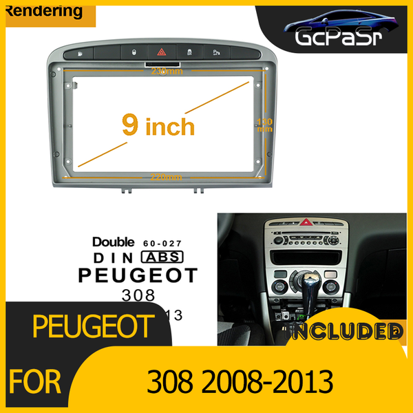 

car video 2/1din radio player no dvd only frame audio fitting adaptor dash trim facia panel 9inch for 308 2008-2013 double din