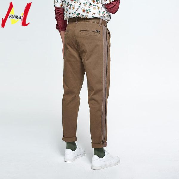 

men's pants manvalue autumn and winter originally european american tide waterwash leisure thickened overalls, Black