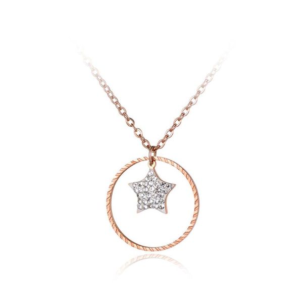 

pendant necklaces bohemia titanium stainless steel clay cz crystal star choker chain for women summer holiday n19059, Silver