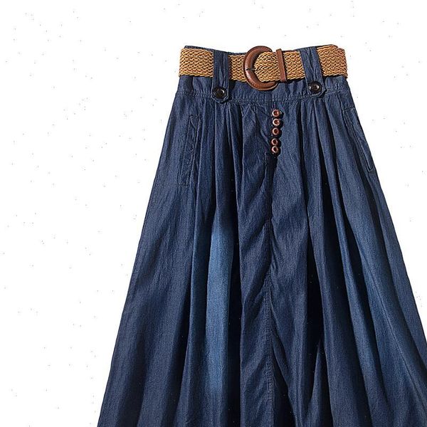 

style plus size denim autumn womens skirts mid length, Black