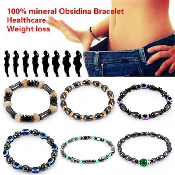 

charm bracelets 1x magnetic hematite health bracelet for women men black magnetite malachite many colors crystal healing bangle, Golden;silver