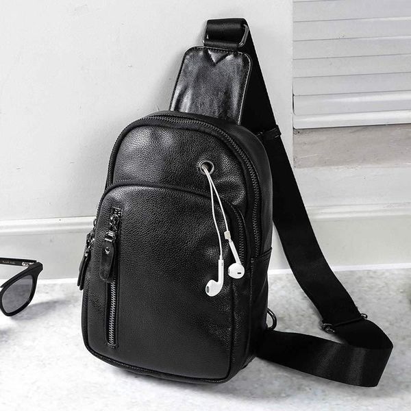 

waist bags chest bag men's casual students leather boy's shoulder knapsack