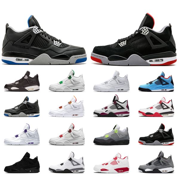 

man basketball shoes 4 4s mans black cat white cement oreo travis fire red bred university pine green cool grey alternate motorsport trainer, White;red