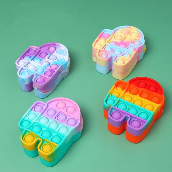 Brinquedo mini arco-íris empurrar bolha moeda corante games adulto crianças covinho antistress fidget apertar caixa de armazenamento