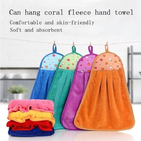 

towel coral velvet water absorbent cute baby nursery wipe hand kitchen used hanging dishcloths children bathing