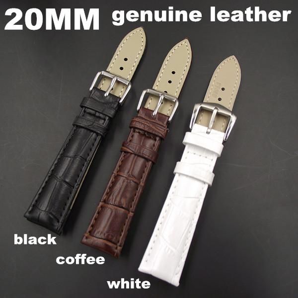 

watch bands 1pcs 20mm genuine cow leather band strap coffee,black,white color available -wb0011, Black;brown