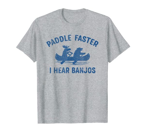 

paddle faster i hear banjos - funny camping t-shirt, White;black