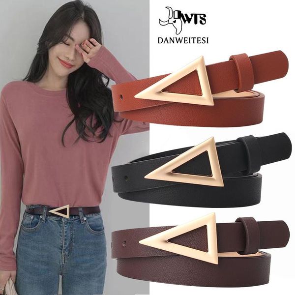 

leather belt for women jeans pin buckle black chic fancy vintage strap female belts, Black;brown