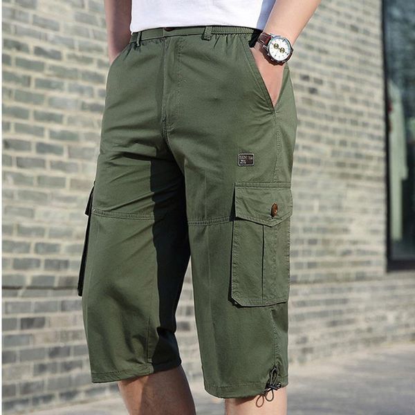 

men's shorts 2021 summer army green loose cargo men solid short pants homme drop sport, White;black