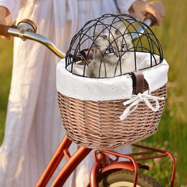 

dog car seat covers pet carry bag woven bike basket front handlebar wicker bicycle small for carrier boys girls