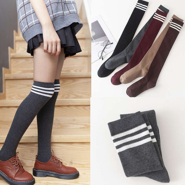 

autumn winter pile college style bars all cotton knee long, Black;white