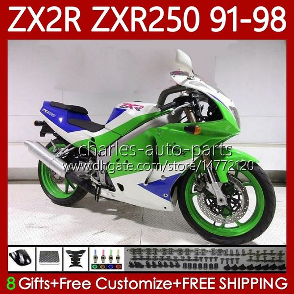 Зеленое синее тело для Kawasaki Ninja ZX2R ZXR250 ZX 2R 2 R R250 ZXR 250 89-98 85NO.8 ZX-2R ZXR-250 91 92 93 94 95 96 97 98 ZX-R250 1991 1992 1993 1993