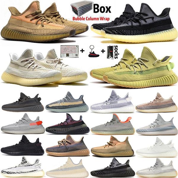 

2021 with box kanye west mens running shoes ash blue stone fade sulfur asriel linen earth yecheil static black reflective oreo v2 women snea