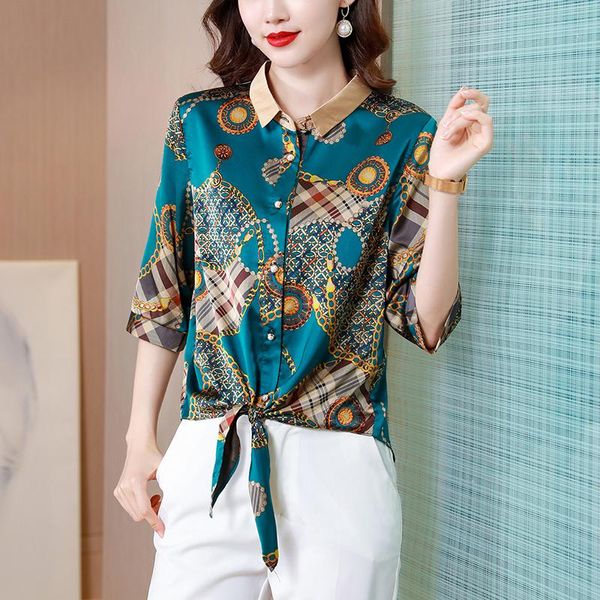 

women's blouses & shirts shirt vintage floral for women printing short sleeve fashion woman 2021 neck oversize blouse, White