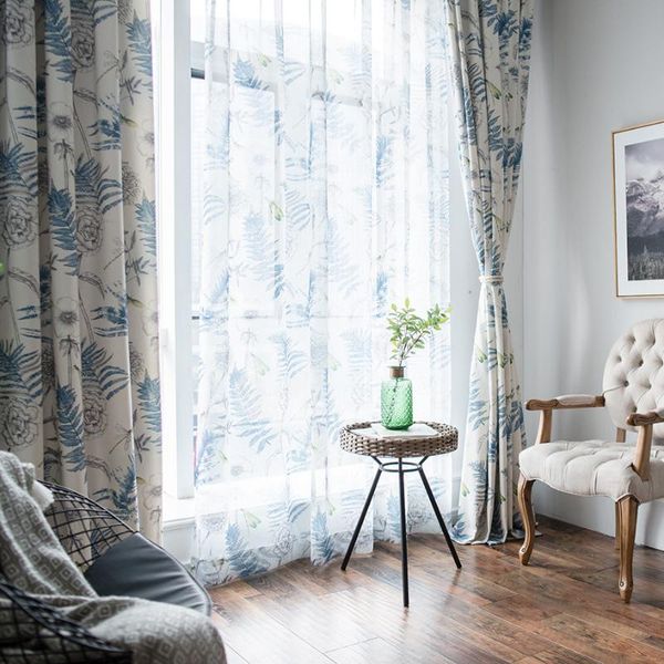 

curtain & drapes 2021 fabric modern minimalist polyester-cotton printed screen curtains for living dining room bedroom