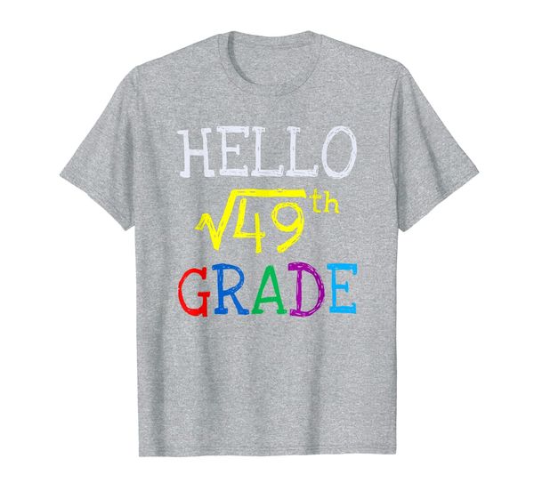 

7th grade square root of 49 first day back to school math t-shirt, White;black