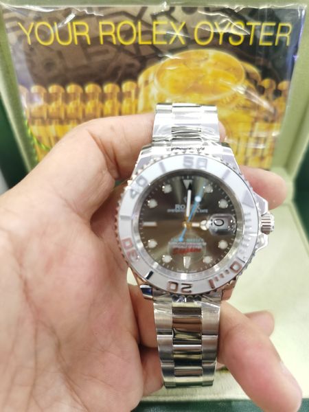 

with original box luxury wristwatches mens watch grey dial sapphire glass stainless steel strap automatic mechanical movement 116622 40mm me, Slivery;brown