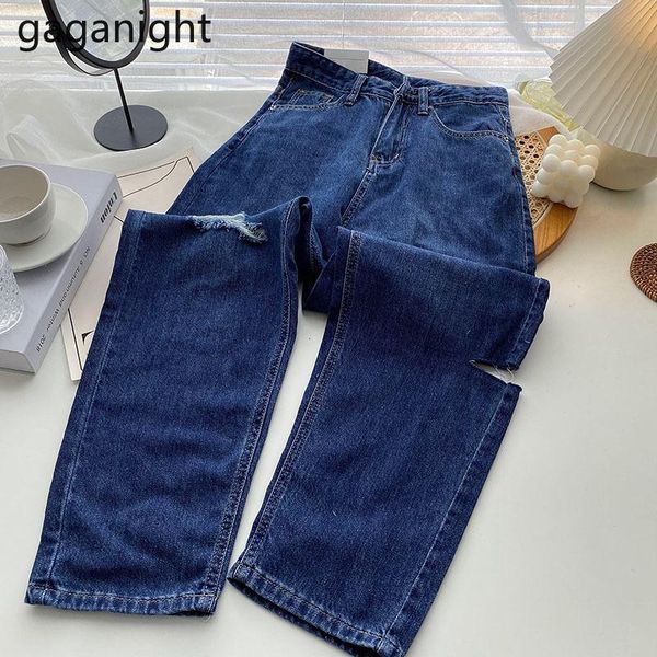 

women's jeans gaganight wide leg for women bottom denim pants high waist full length clothing trousers vintage streetwear 2021 loose, Blue