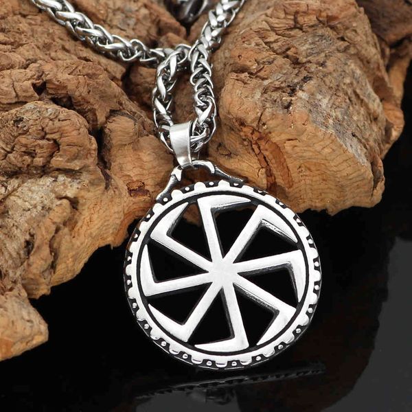 

yutong kolovrat knot amulet slavs stainless steel pendant necklace, Silver
