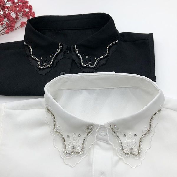 

bow ties korean wild fake collars for women sweater dress decoration lady shirt detachable collar removable blouse false, Black;gray