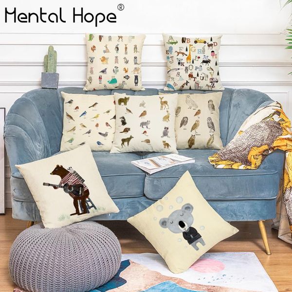 

cushion/decorative pillow animal print decorative linen cotton cushion cover cartoon elephant pattern throw home decoration square pillowcas