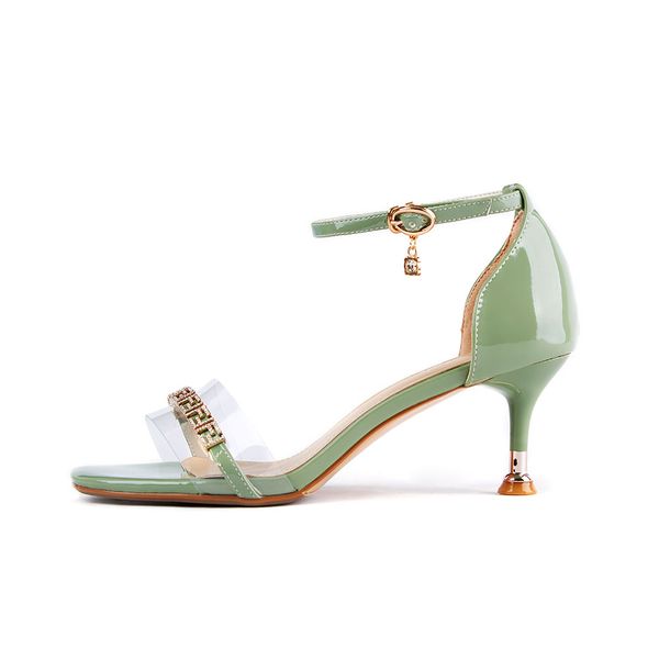 

2021 high-end fashion ladies shiny rhinestone transparent design elegant high heel sandals for ladies party prom high heel sandals 1, Black