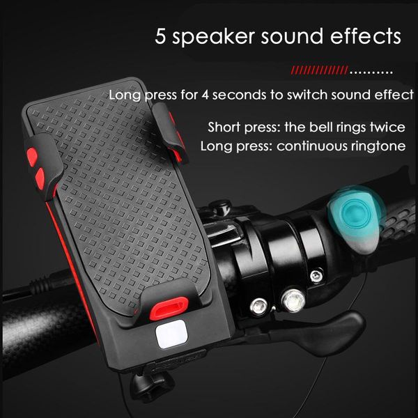 

multifunctional bike phone mount holder rechargeable horn function and fashion led lights