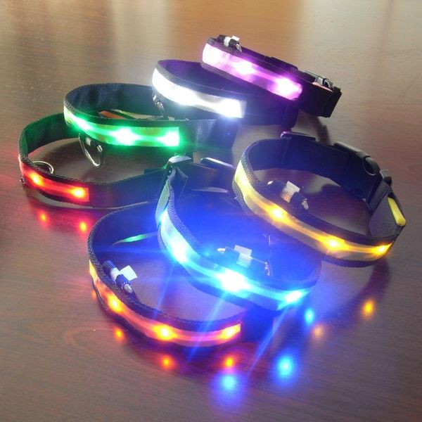 

dog apparel led luminous collar nylon pet leash neck ring supplies lamp point